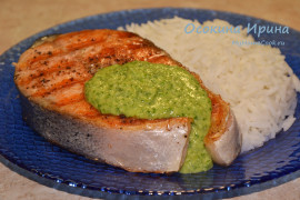 Жареная сёмга с черемшовым соусом