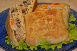 Блины с грибами и квашеной капустой