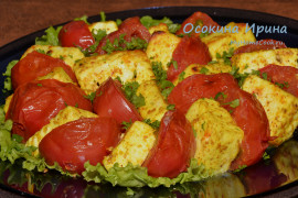 Адыгейский сыр с помидорами на мангале